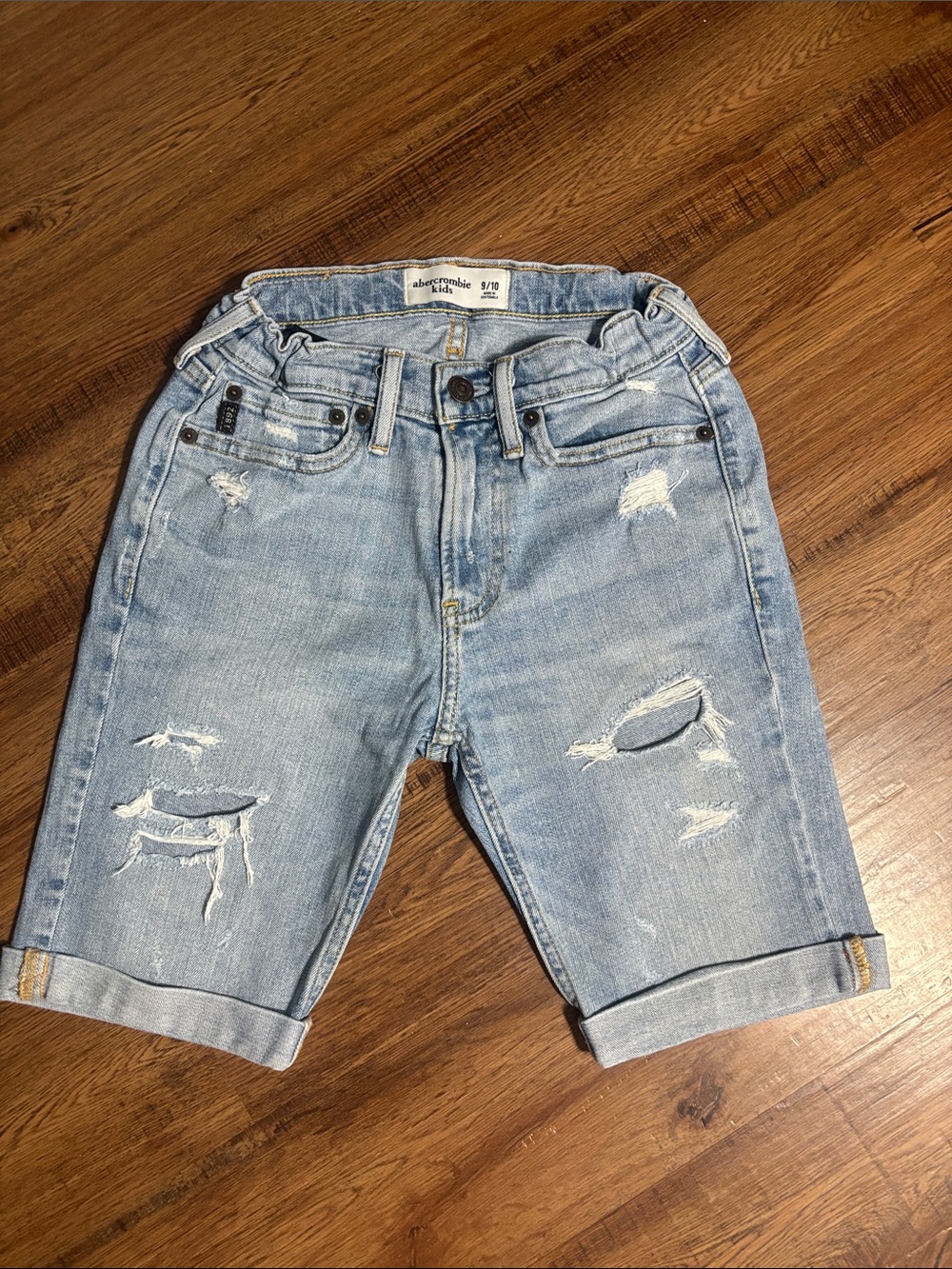 Abercrombie & Fitch Light Blue Distressed Denim Shorts for Kids